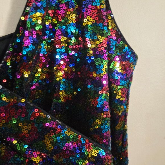 Grace Karin Rainbow Sequin Ruched Party Bodycon Dress NYE Size L - Picture 4 of 7